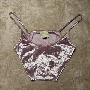 Style Angeles Pink Velvet Shimmer Crop Top Size Medium